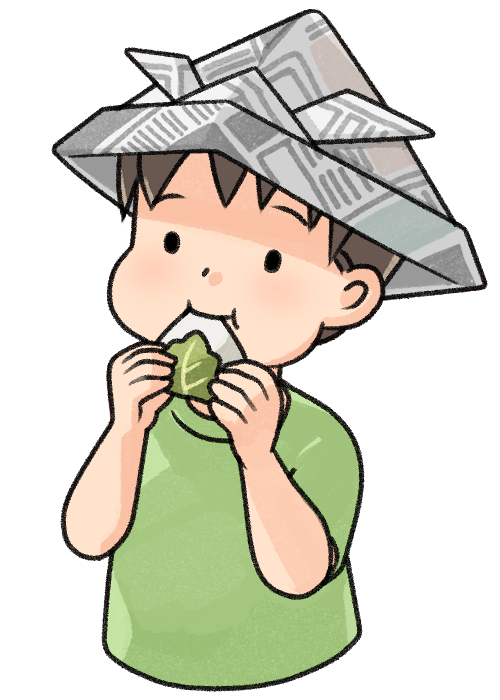 柏餅を食べる男の子 01 イラストノミ